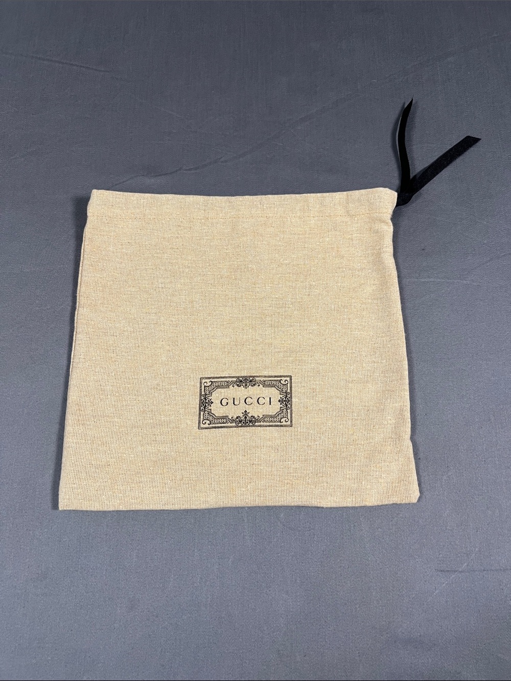Gucci Beige and Black Drawstring Dust Pouch